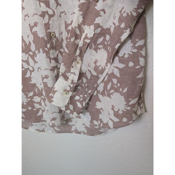 NWT Ingram Italian Linen Cotton Floral Beige Button Down Slim Fit Men Sz EU 40 - Picture 6 of 9